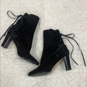 Jimmy Choo Suede Lace Up Ankle Heel Boots